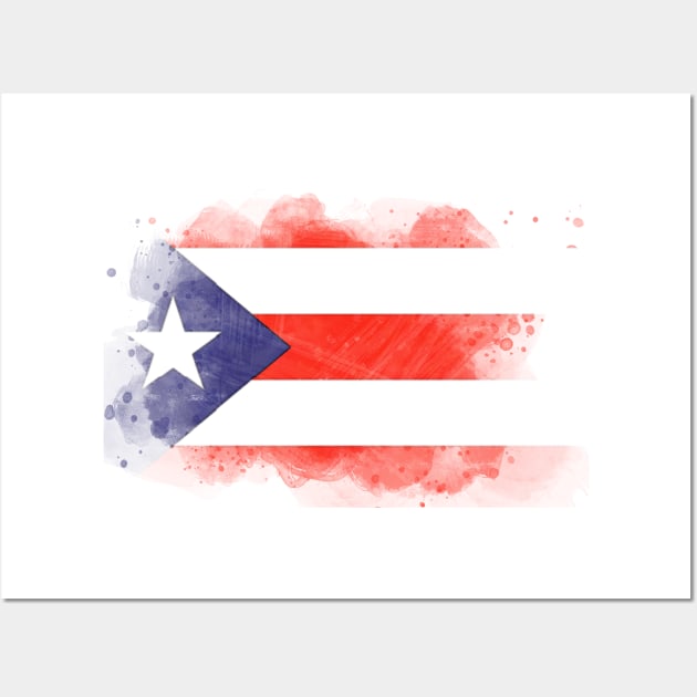 Puerto Rican watercolor flag Wall Art by Mig's Design Shop